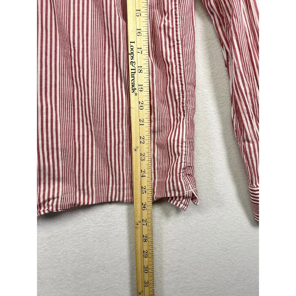 Nautical Banana Republic Button Down Shirt Mens Medium Striped Untucked Slim Fit